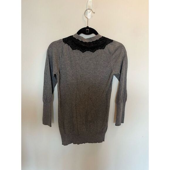 Charlotte size M gray and black lace trim cardigan - Picture 3 of 4
